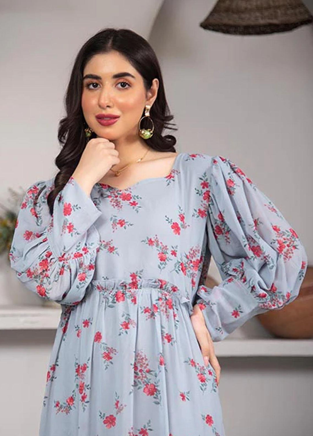 Nazmina Pret Printed Chiffon 2 Piece NZ23F FR-636 Smokey Florals