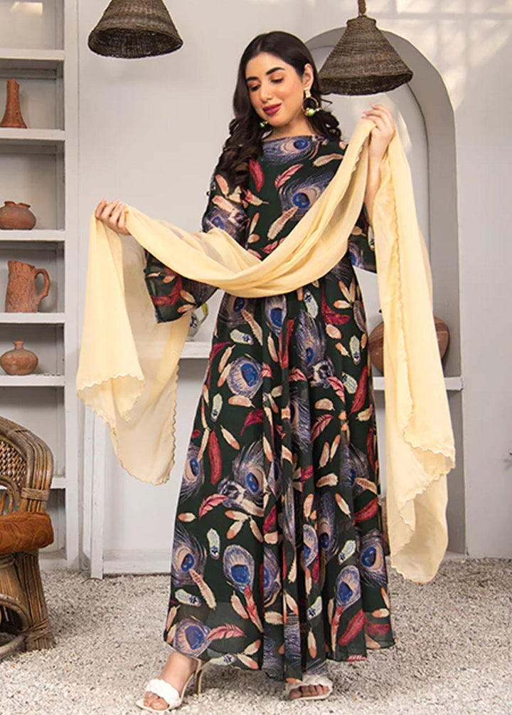 Nazmina Pret Printed Chiffon 2 Piece NZ23F FR-637 Peacock Leafs