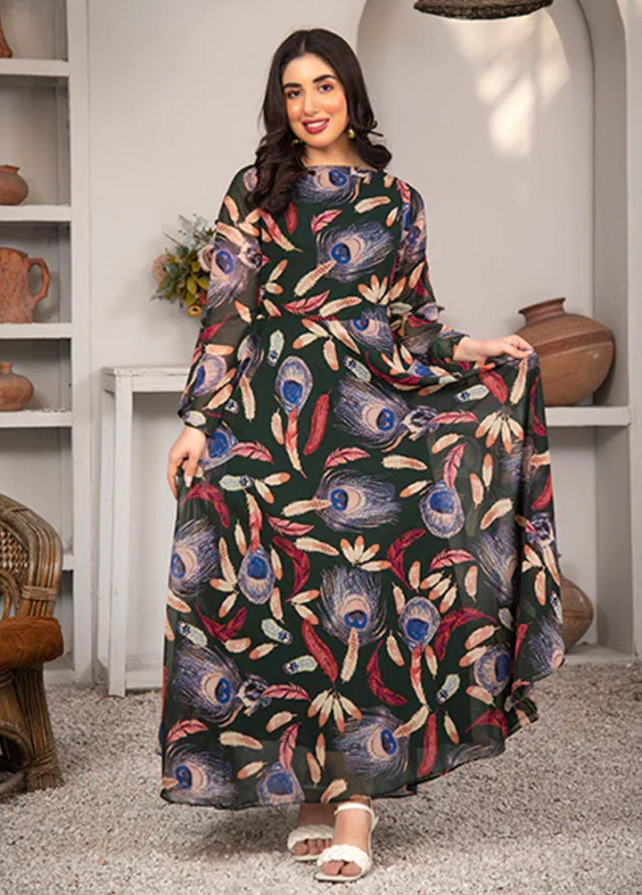 Nazmina Pret Printed Chiffon 2 Piece NZ23F FR-637 Peacock Leafs