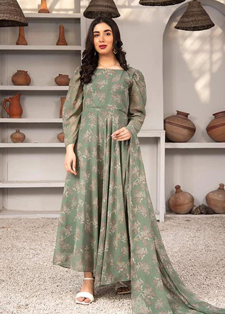 Nazmina Pret Printed Chiffon 2 Piece NZ23F FRT-02 Vert Coloured Dress