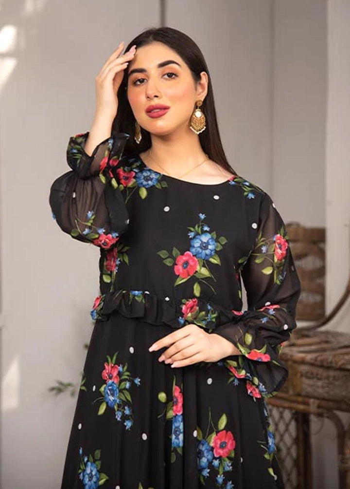 Nazmina Pret Printed Chiffon 2 Piece NZ23F FRT-03 Dark Tulips