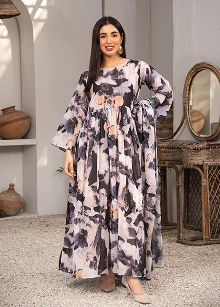Nazmina Pret Printed Chiffon 2 Piece NZ23F FRT-04 Moon Shine