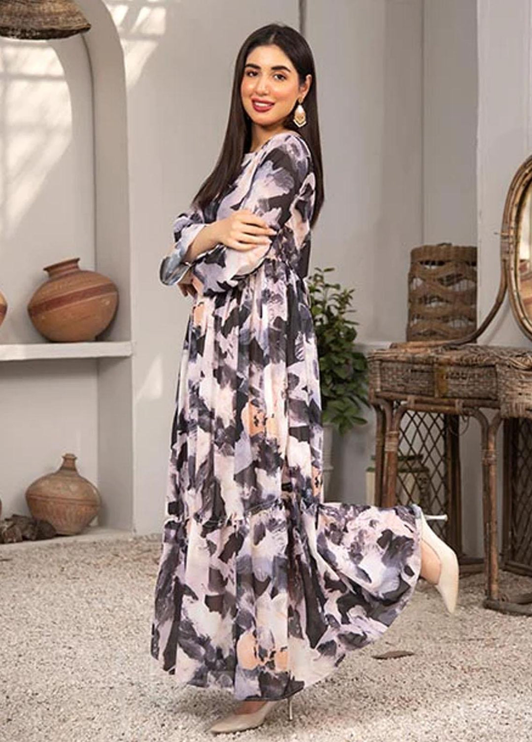 Nazmina Pret Printed Chiffon 2 Piece NZ23F FRT-04 Moon Shine