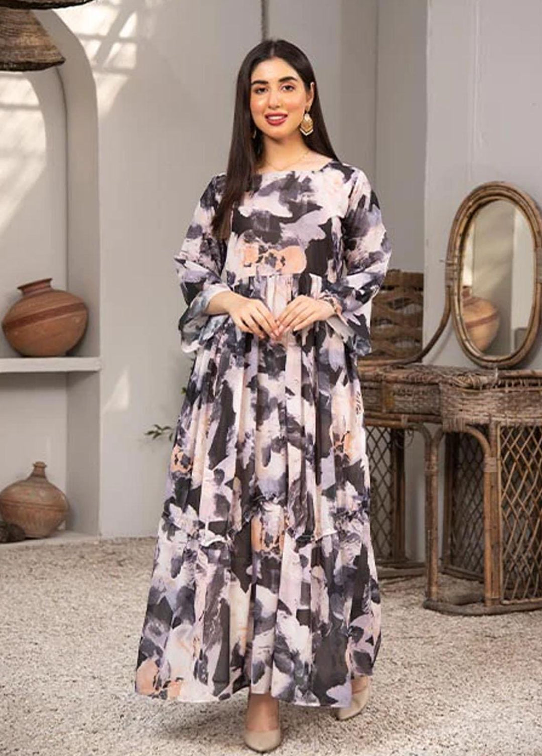 Nazmina Pret Printed Chiffon 2 Piece NZ23F FRT-04 Moon Shine