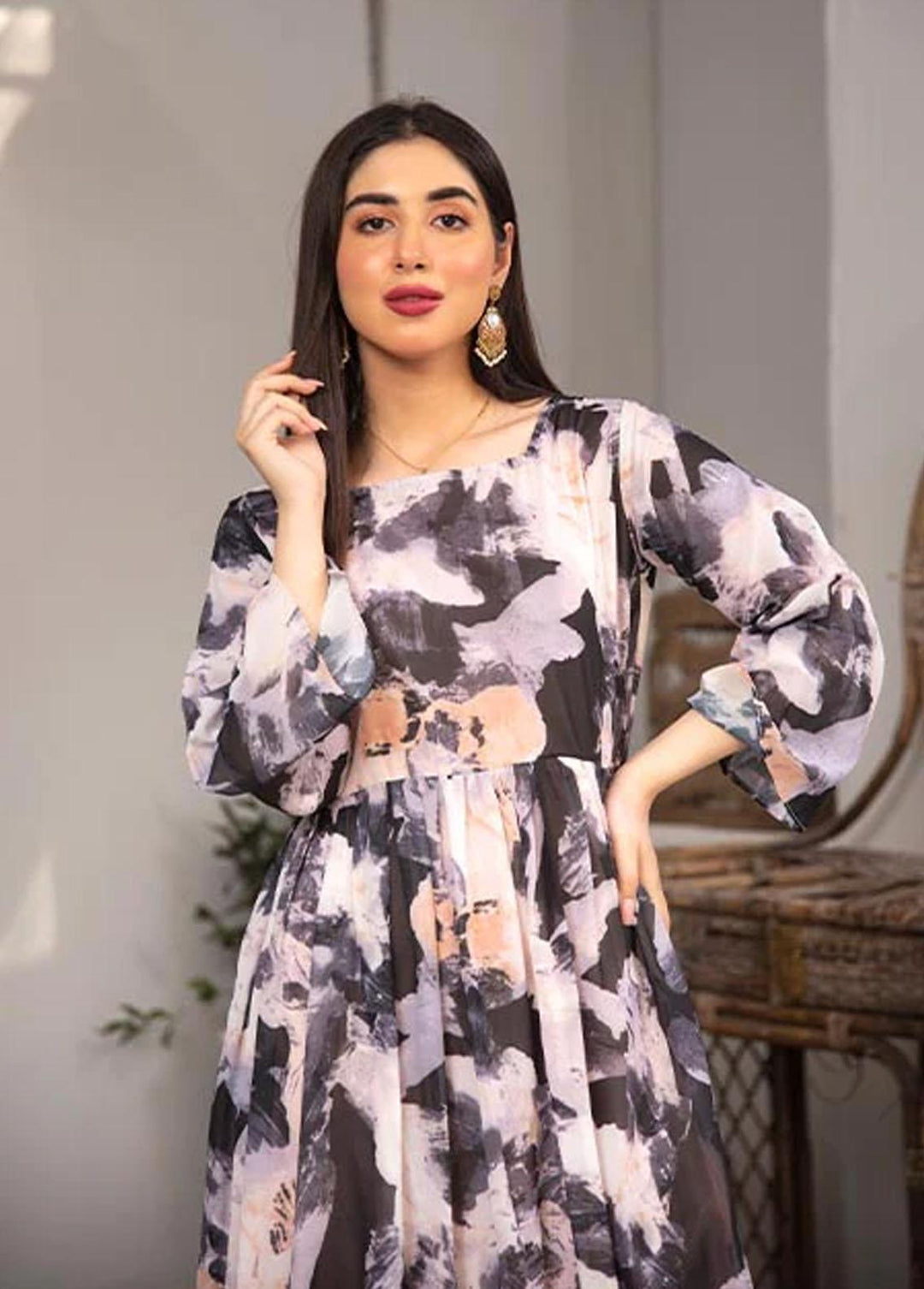 Nazmina Pret Printed Chiffon 2 Piece NZ23F FRT-04 Moon Shine
