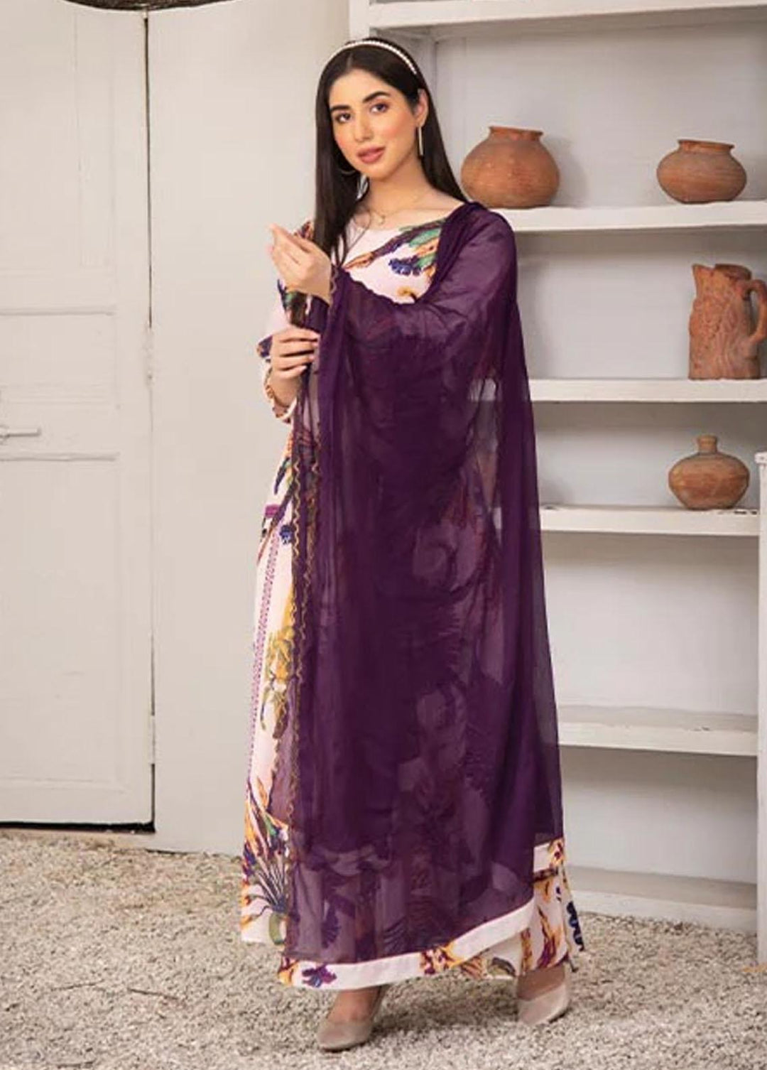 Nazmina Pret Printed Chiffon 2 Piece NZ23F FRT-05 Free Fly