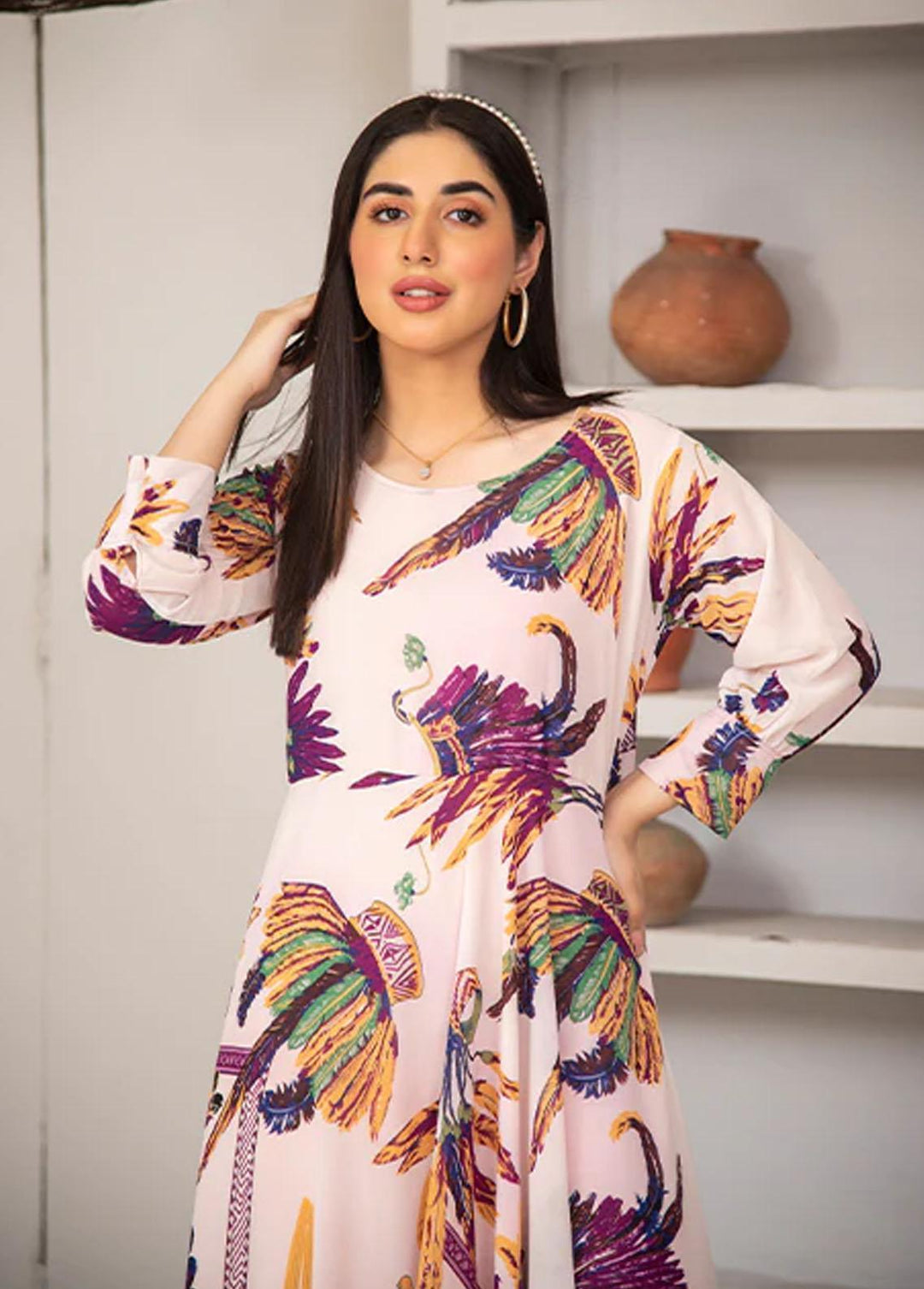 Nazmina Pret Printed Chiffon 2 Piece NZ23F FRT-05 Free Fly