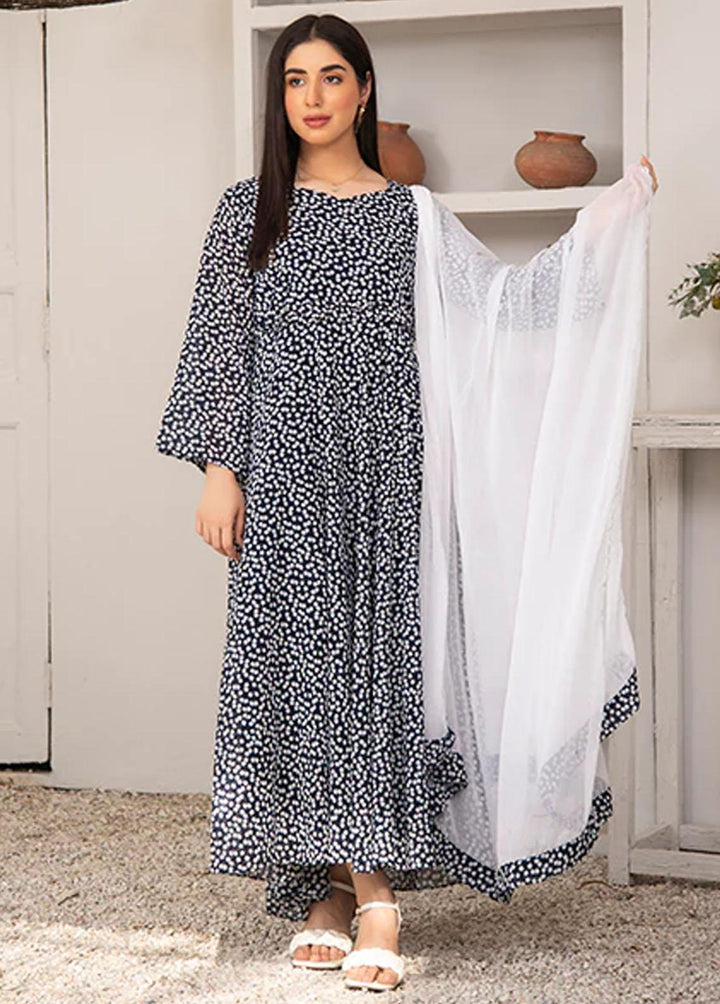 Nazmina Pret Printed Chiffon 2 Piece NZ23F FRT-06 Pearl Shine