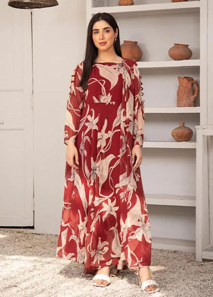 Nazmina Pret Printed Chiffon 2 Piece NZ23F FRT-08 Scarlet Leaves