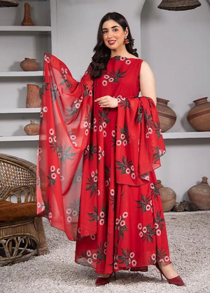 Nazmina Pret Printed Chiffon 2 Piece NZ23F FRT-09 Red Eye