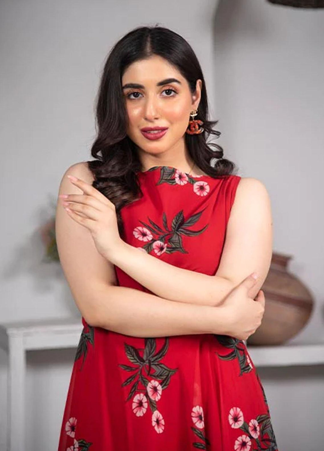 Nazmina Pret Printed Chiffon 2 Piece NZ23F FRT-09 Red Eye