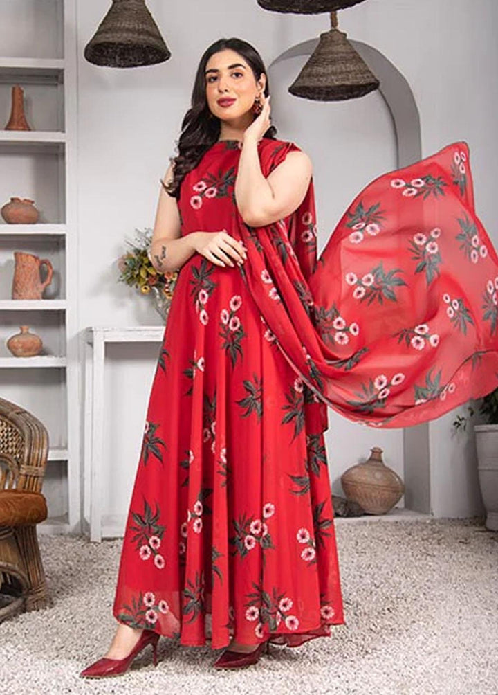 Nazmina Pret Printed Chiffon 2 Piece NZ23F FRT-09 Red Eye