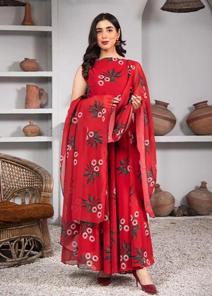 Nazmina Pret Printed Chiffon 2 Piece NZ23F FRT-09 Red Eye