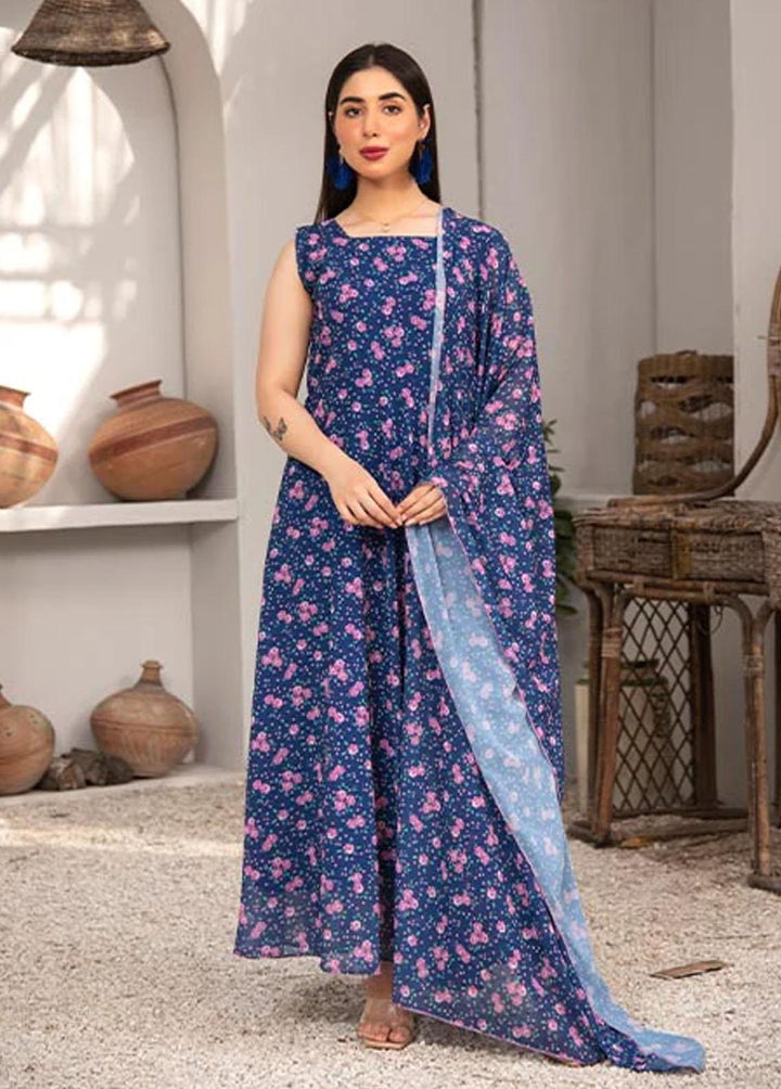 Nazmina Pret Printed Chiffon 2 Piece NZ23F FRT-12 Pink Leaflets