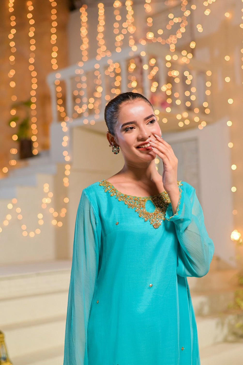 Silcot Women RTW Hand work Chiffon 2 Piece Suit Azure Polished Eid Collection