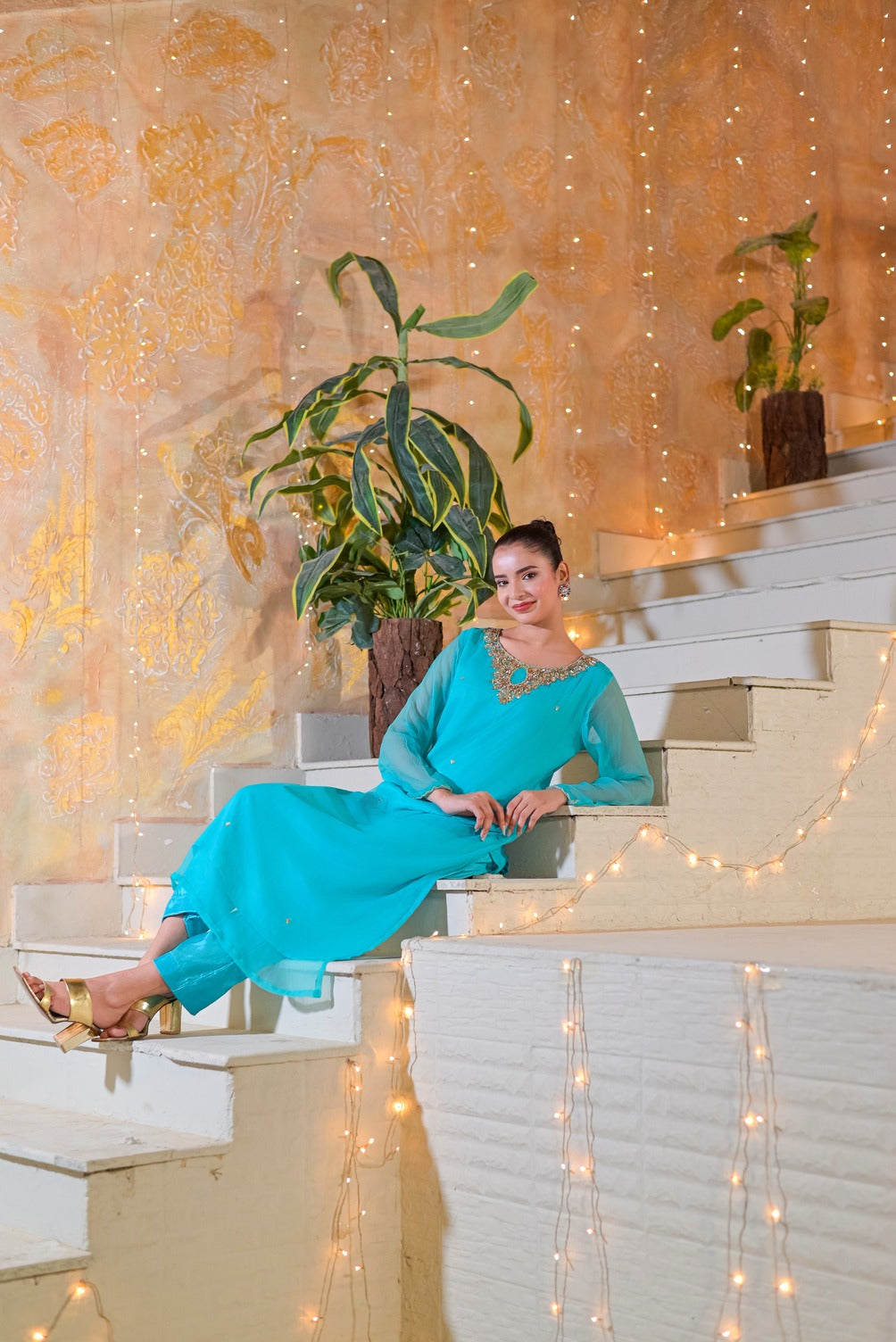 Silcot Women RTW Hand work Chiffon 2 Piece Suit Azure Polished Eid Collection