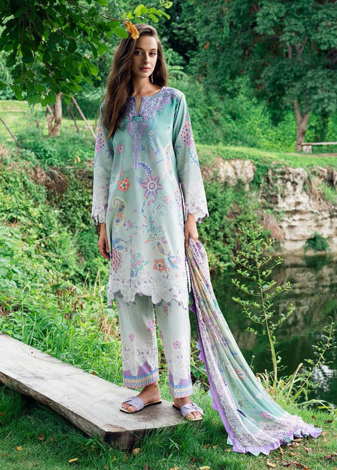 Garden Veil by Roheenaz Embroidered Lawn Suits Unstitched 3 Piece RN25GV D-02 A Jazmine Haze - Summer Collection