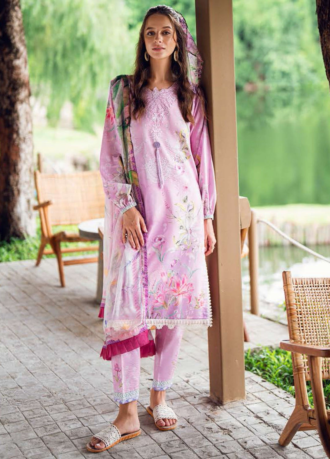 Garden Veil by Roheenaz Embroidered Lawn Suits Unstitched 3 Piece RN25GV D-03 B Rosey Daze - Summer Collection