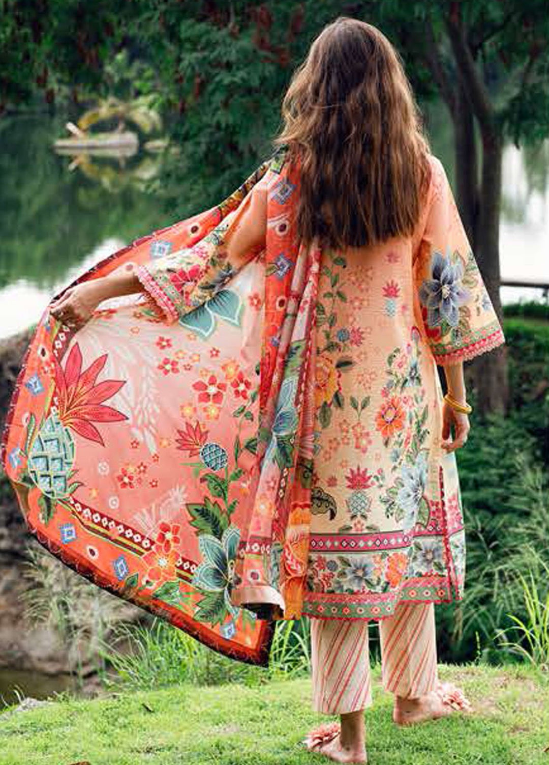 Garden Veil by Roheenaz Embroidered Lawn Suits Unstitched 3 Piece RN25GV D-04 A Petal Glaze - Summer Collection