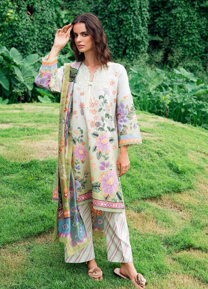 Garden Veil by Roheenaz Embroidered Lawn Suits Unstitched 3 Piece RN25GV D-04 B Melon Muse - Summer Collection