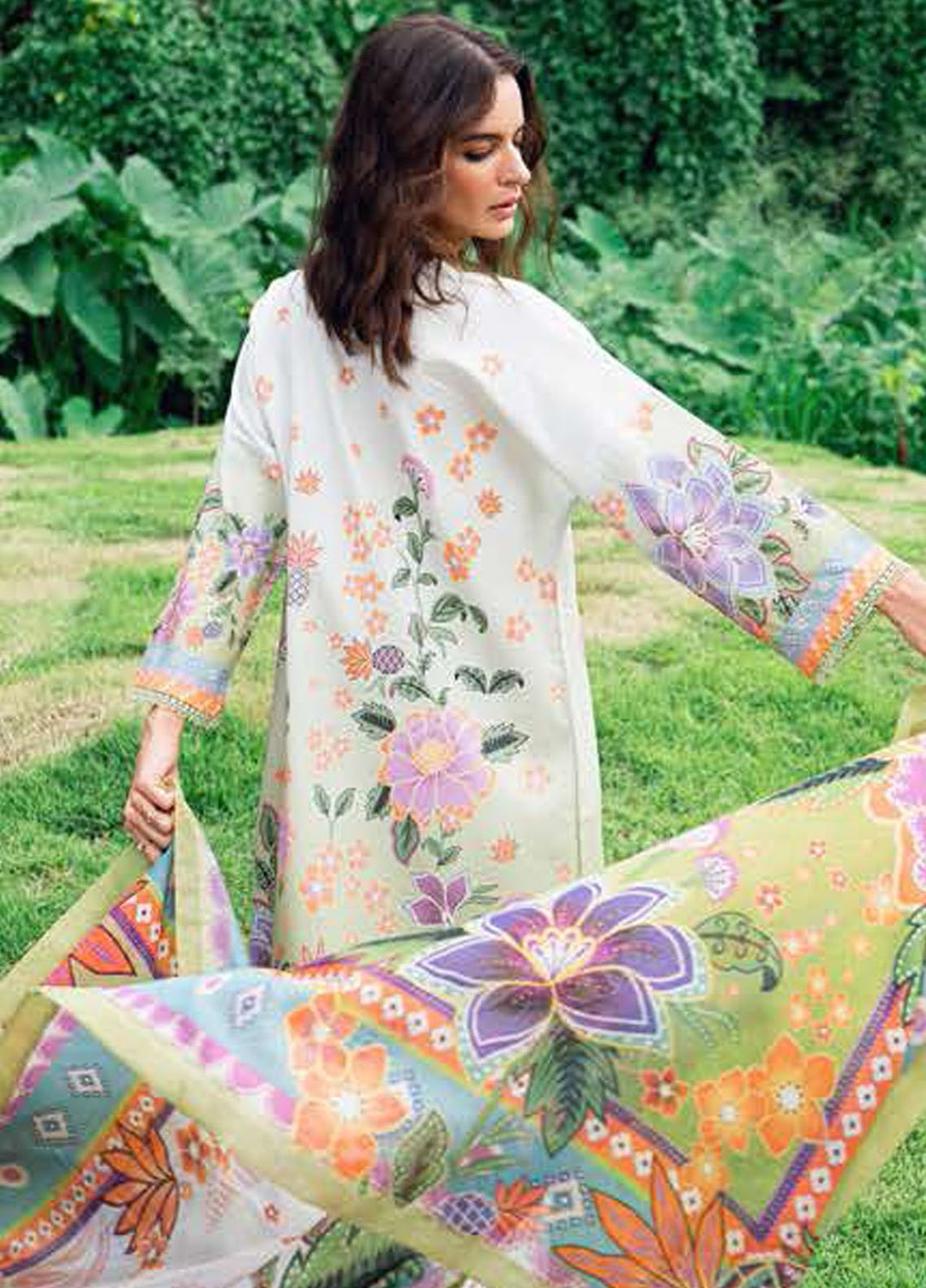 Garden Veil by Roheenaz Embroidered Lawn Suits Unstitched 3 Piece RN25GV D-04 B Melon Muse - Summer Collection