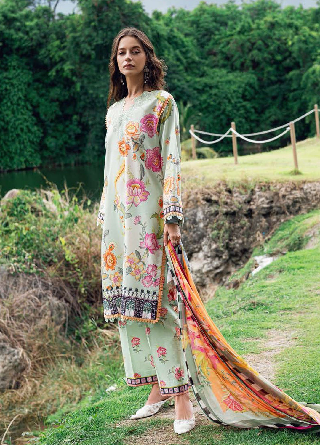 Garden Veil by Roheenaz Embroidered Lawn Suits Unstitched 3 Piece RN25GV D-05 A Crimson Whisper - Summer Collection