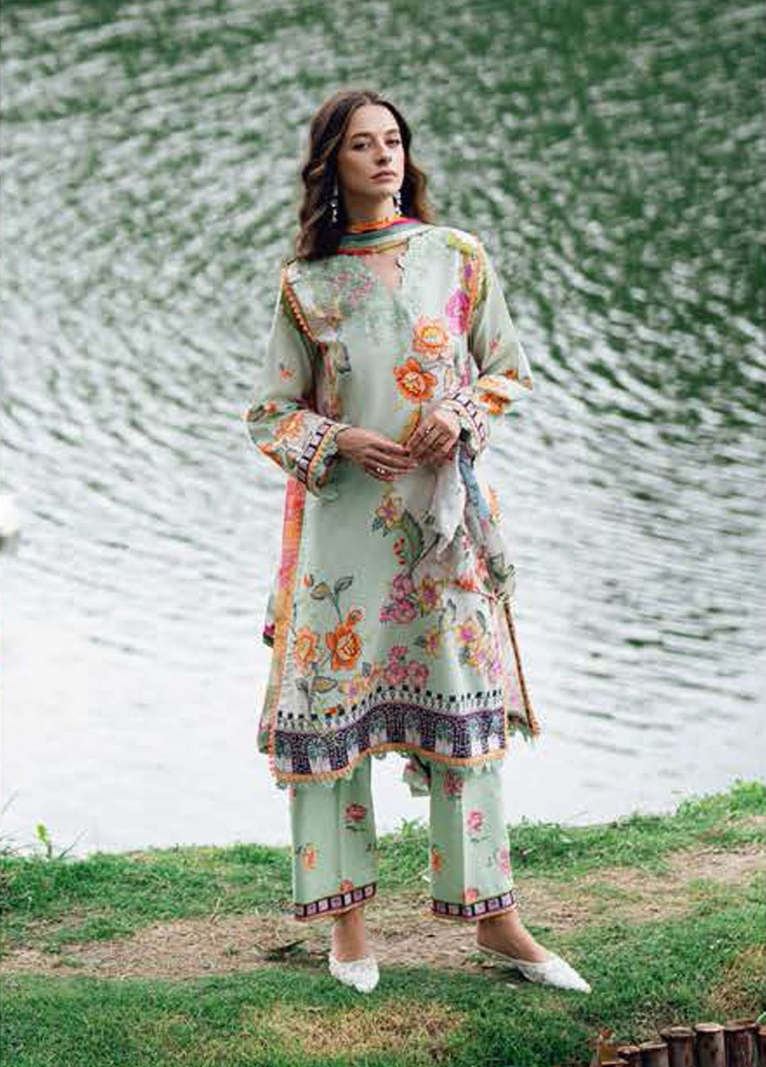 Garden Veil by Roheenaz Embroidered Lawn Suits Unstitched 3 Piece RN25GV D-05 A Crimson Whisper - Summer Collection
