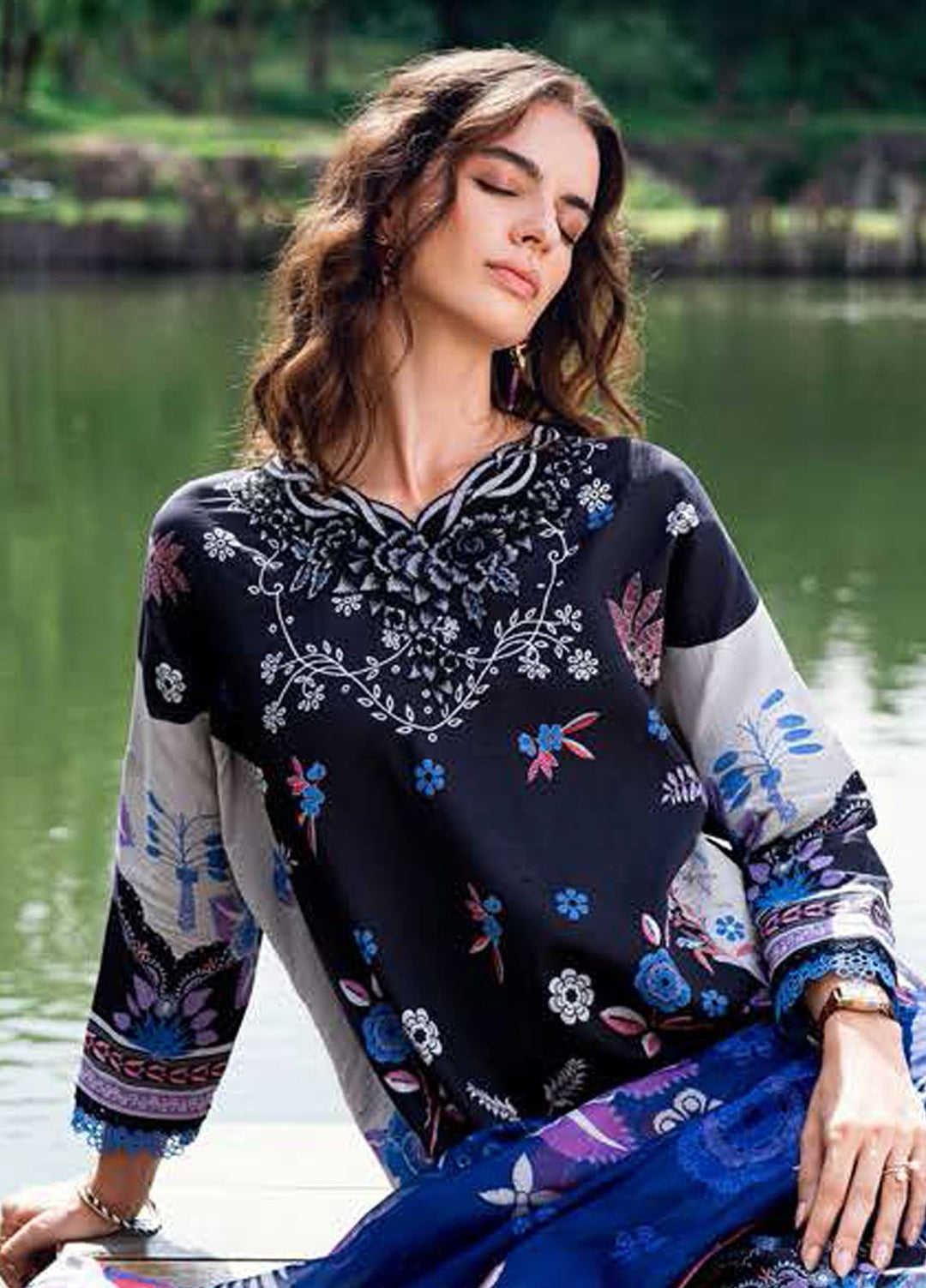 Garden Veil by Roheenaz Embroidered Lawn Suits Unstitched 3 Piece RN25GV D-06 A Blackberry Forst - Summer Collection