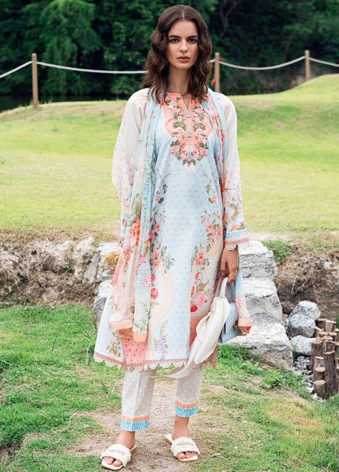 Garden Veil by Roheenaz Embroidered Lawn Suits Unstitched 3 Piece RN25GV D-07 A Cloudberey Glaze - Summer Collection