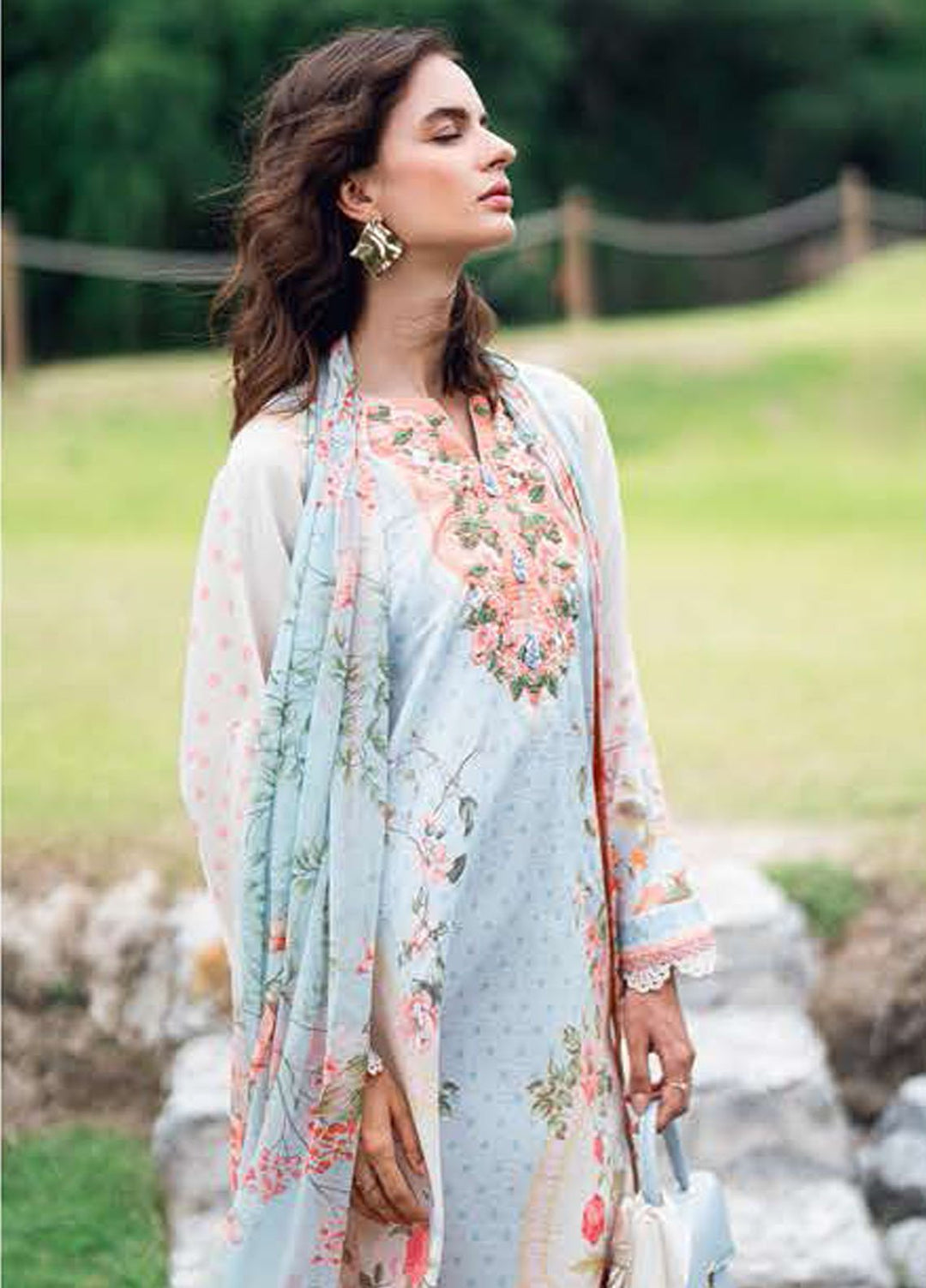 Garden Veil by Roheenaz Embroidered Lawn Suits Unstitched 3 Piece RN25GV D-07 A Cloudberey Glaze - Summer Collection