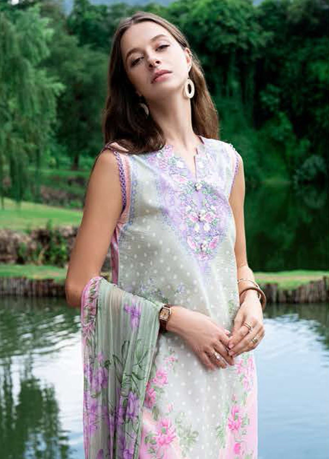 Garden Veil by Roheenaz Embroidered Lawn Suits Unstitched 3 Piece RN25GV D-07 B Tulip Sugar - Summer Collection