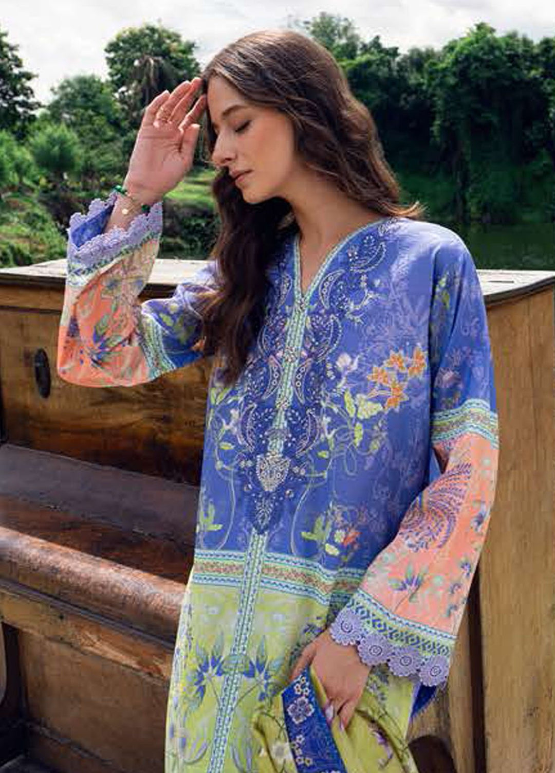 Garden Veil by Roheenaz Embroidered Lawn Suits Unstitched 3 Piece RN25GV D-08 A Inky Bloom - Summer Collection