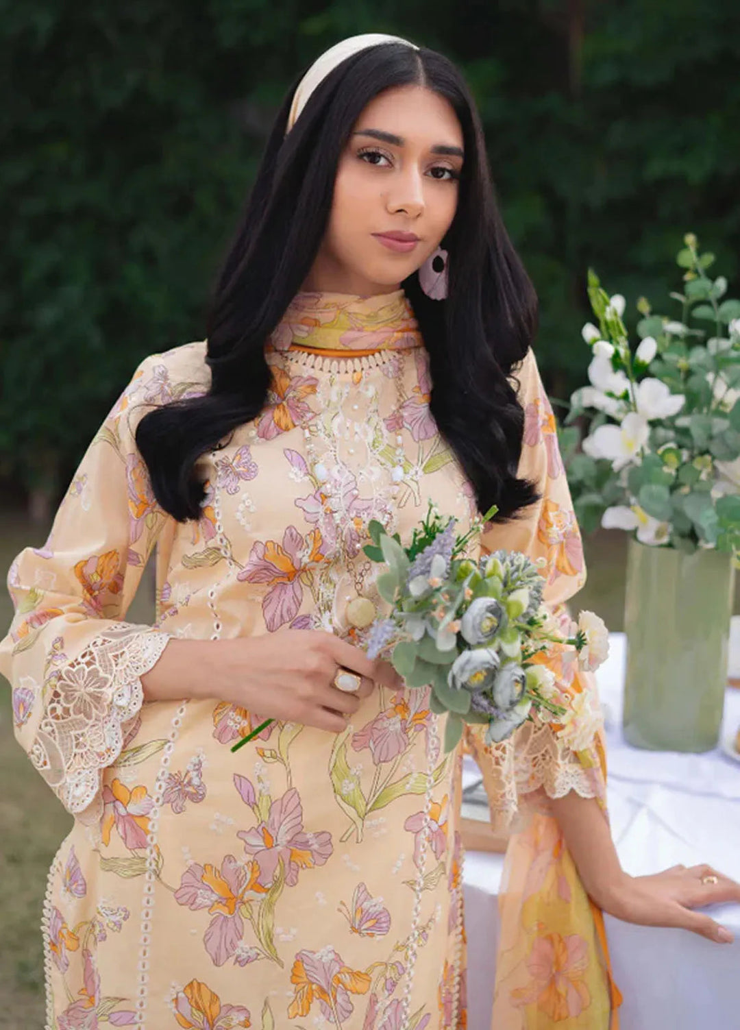 Gardenia By Humdum Embroidered Lawn Suit Unstitched 3 Piece HD24GS PLG 02 - Spring Summer Collection