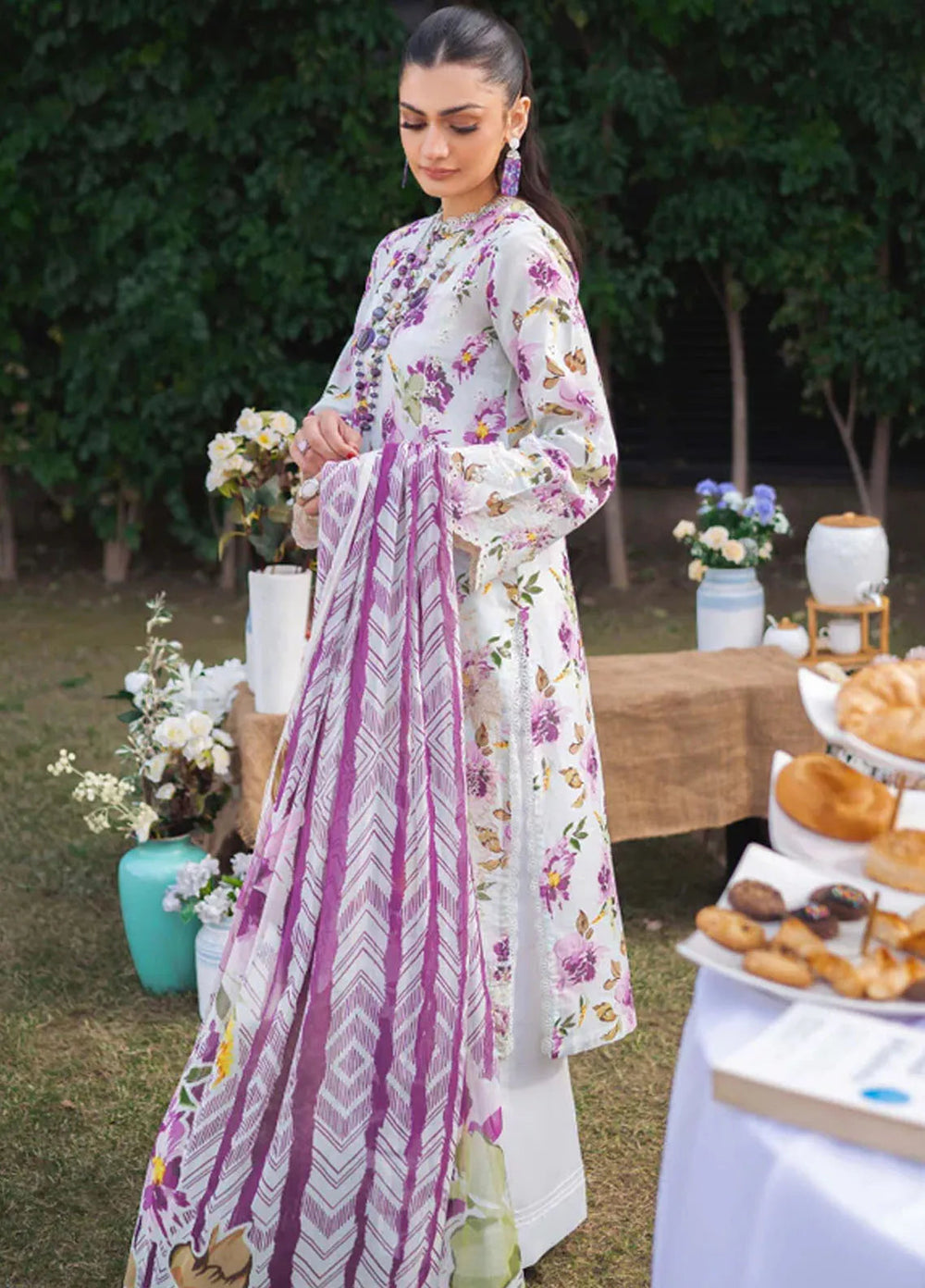 Gardenia By Humdum Embroidered Lawn Suit Unstitched 3 Piece HD24GS PLG 10 - Spring Summer Collection