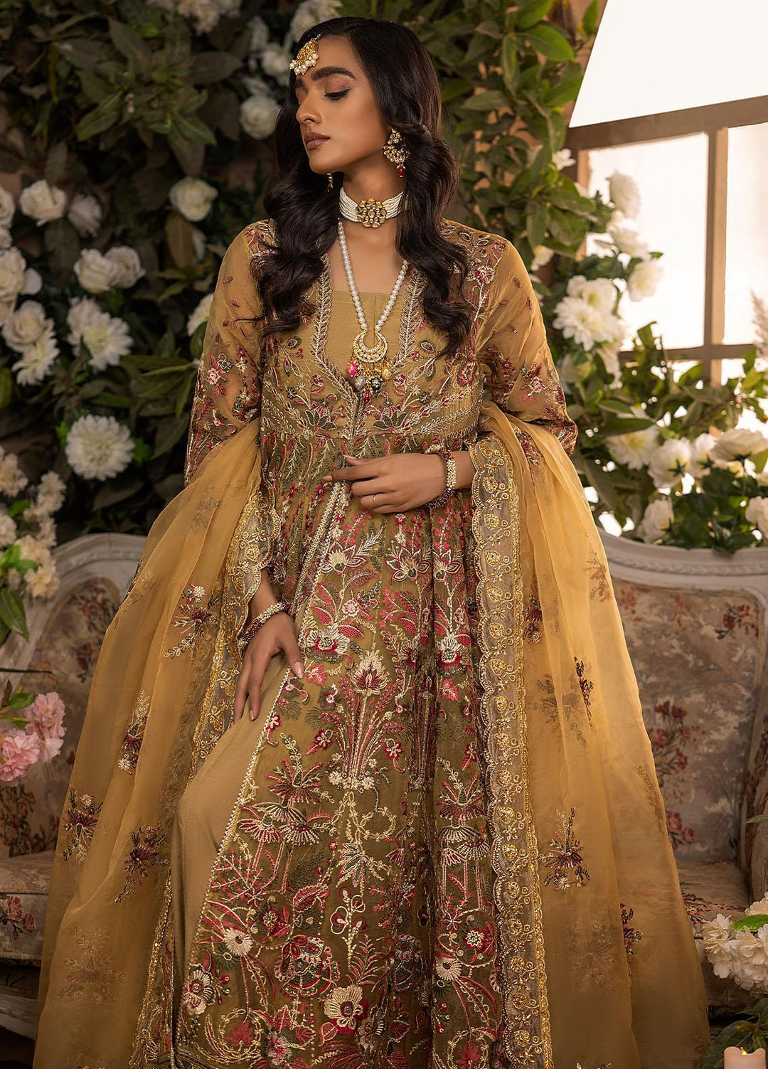 Gardenia By Humdum Embroidered Organza Suits Unstitched 4 Piece HD22G 01 - Luxury Collection