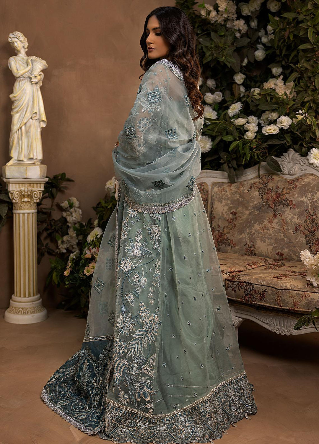 Gardenia By Humdum Embroidered Organza Suits Unstitched 4 Piece HD22G 02 - Luxury Collection