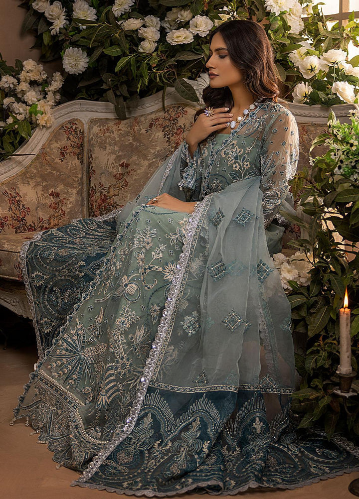 Gardenia By Humdum Embroidered Organza Suits Unstitched 4 Piece HD22G 02 - Luxury Collection