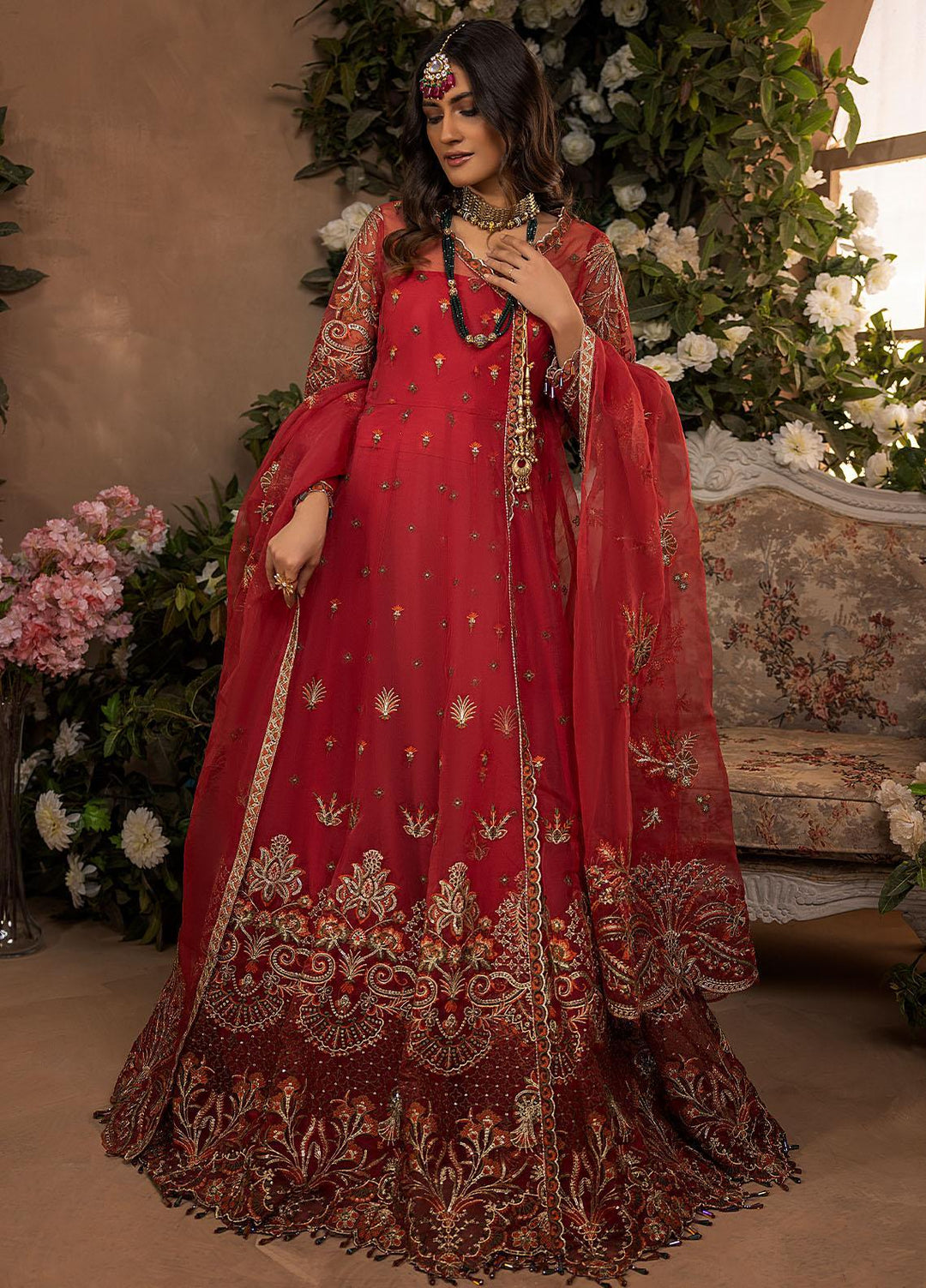 Gardenia By Humdum Embroidered Organza Suits Unstitched 4 Piece HD22G 04 - Luxury Collection