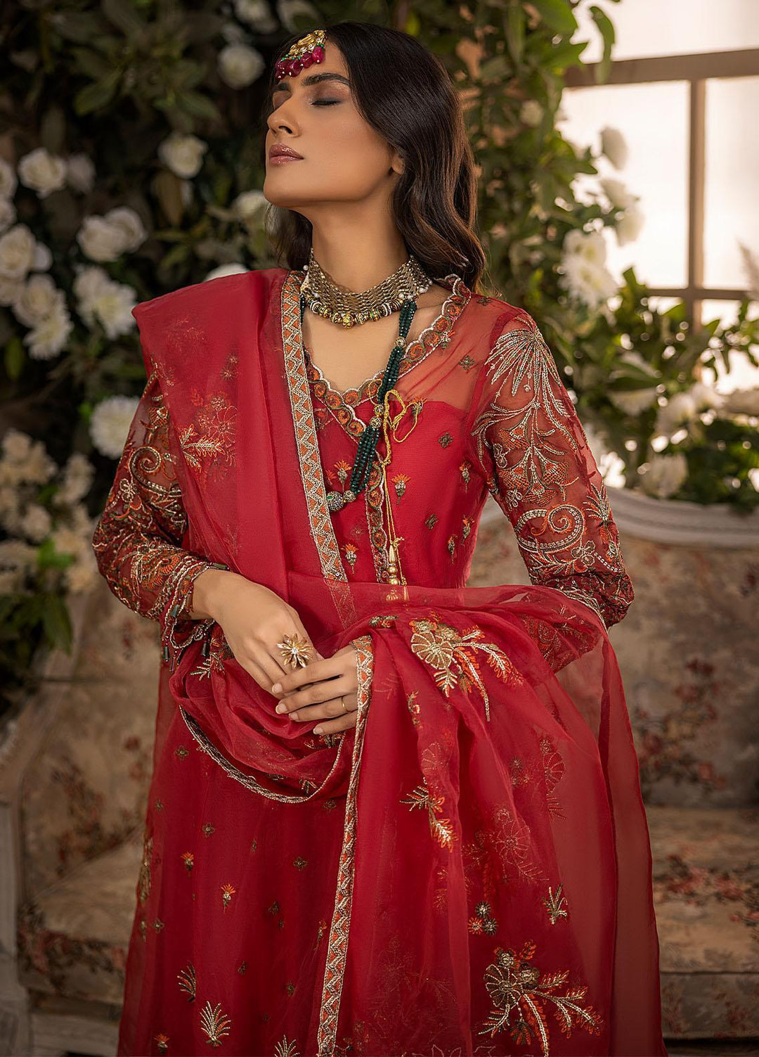 Gardenia By Humdum Embroidered Organza Suits Unstitched 4 Piece HD22G 04 - Luxury Collection