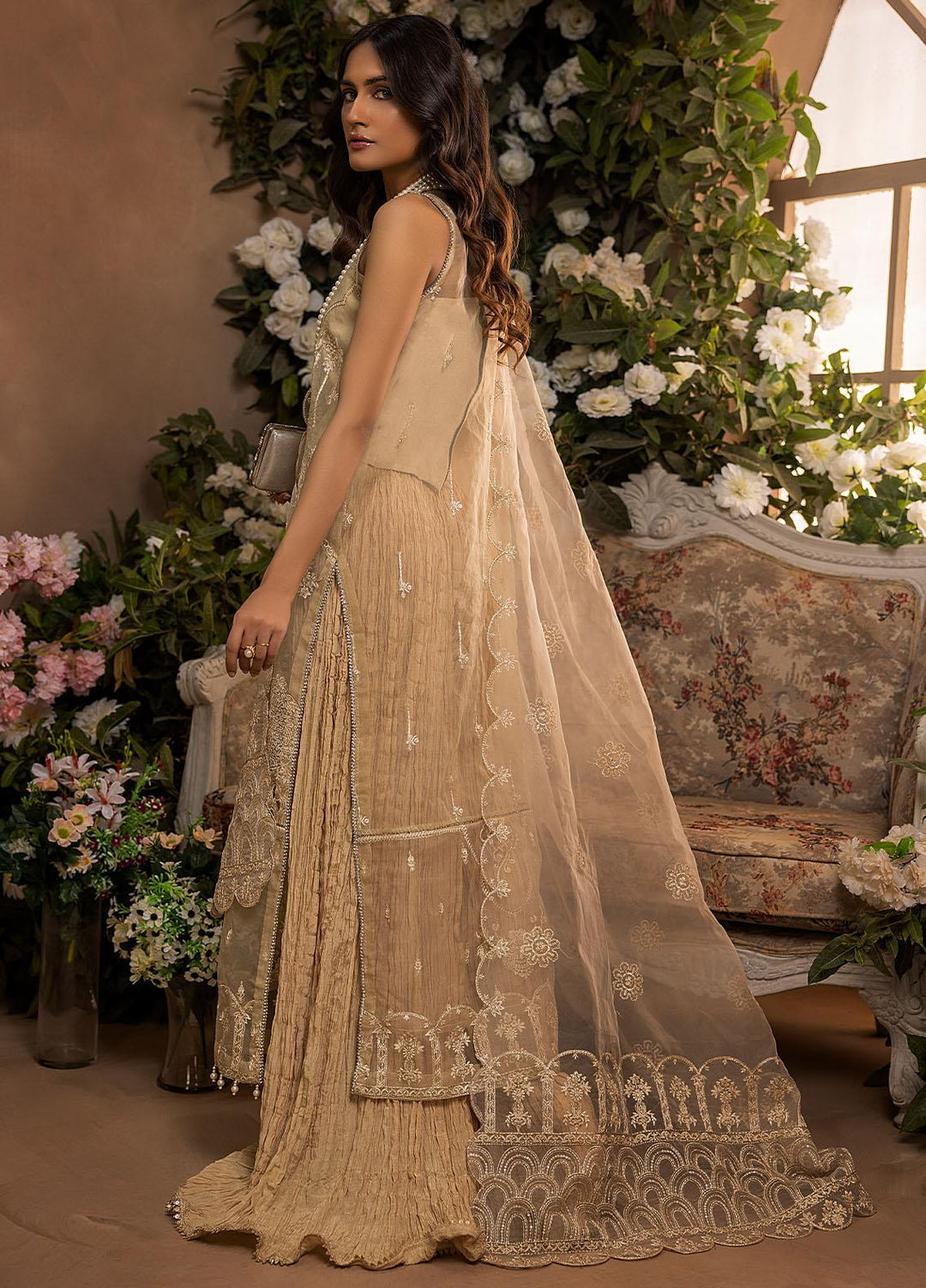 Gardenia By Humdum Embroidered Organza Suits Unstitched 4 Piece HD22G 05 - Luxury Collection