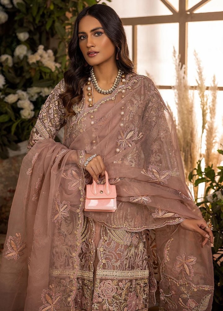 Gardenia By Humdum Embroidered Organza Suits Unstitched 4 Piece HD22G 06 - Luxury Collection
