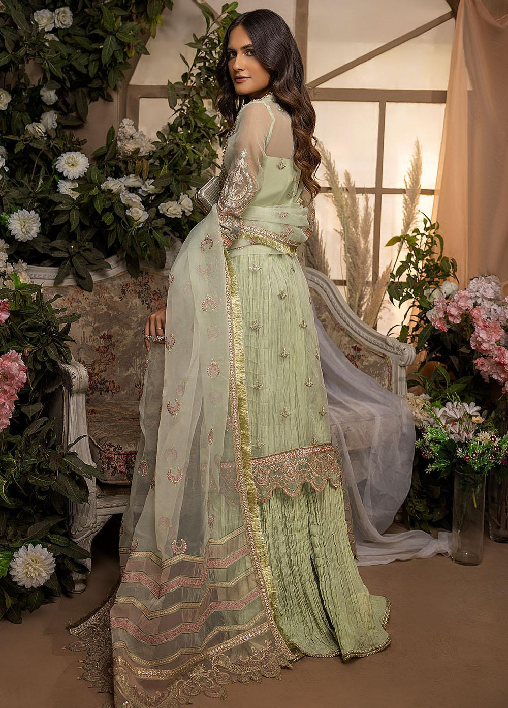 Gardenia By Humdum Embroidered Organza Suits Unstitched 4 Piece HD22G 07 - Luxury Collection