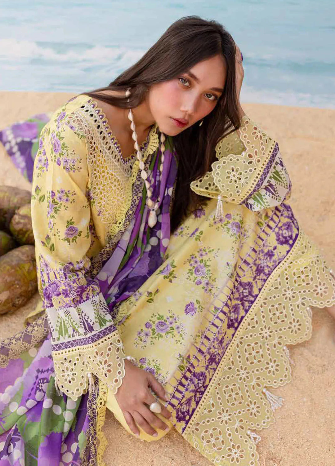 Gardenia By Nureh Chikankari Lawn Suit Unstitched 3 Piece NU24GU NS-131 - Summer Collection