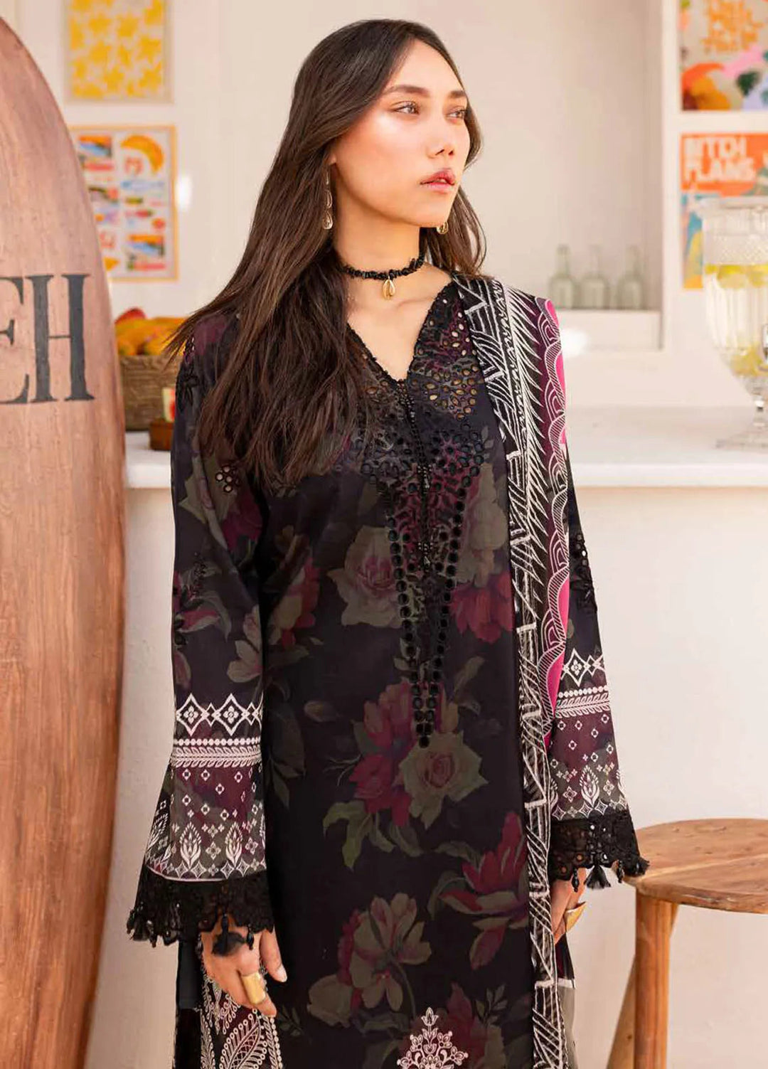 Gardenia By Nureh Chikankari Lawn Suit Unstitched 3 Piece NU24GU NS-133 - Summer Collection