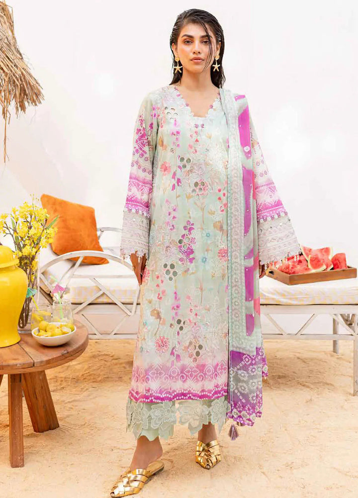 Gardenia By Nureh Chikankari Lawn Suit Unstitched 3 Piece NU24GU NS-136 - Summer Collection