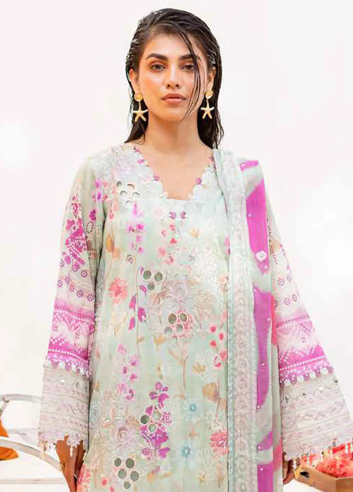 Gardenia By Nureh Chikankari Lawn Suit Unstitched 3 Piece NU24GU NS-136 - Summer Collection