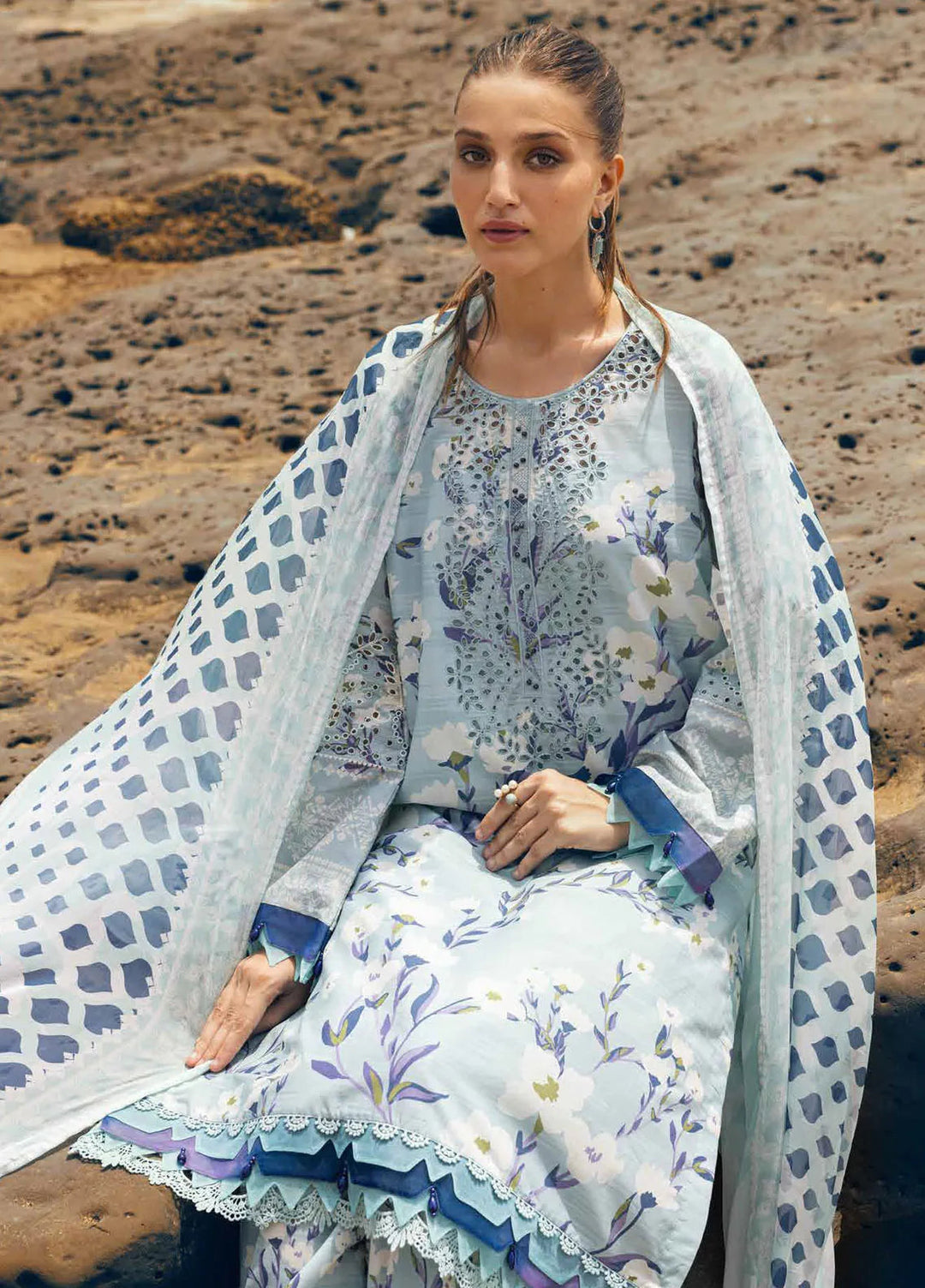 Gardenia by Nureh Chikankari Lawn Suits Unstitched 3 Piece NU24GC NSG-151 - Summer Collection