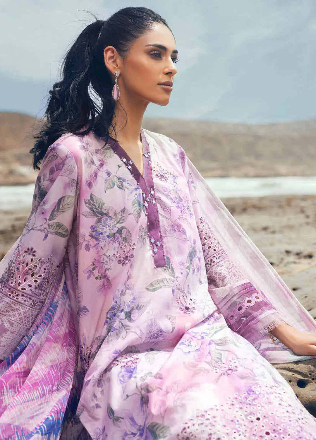 Gardenia by Nureh Chikankari Lawn Suits Unstitched 3 Piece NU24GC NSG-152 - Summer Collection