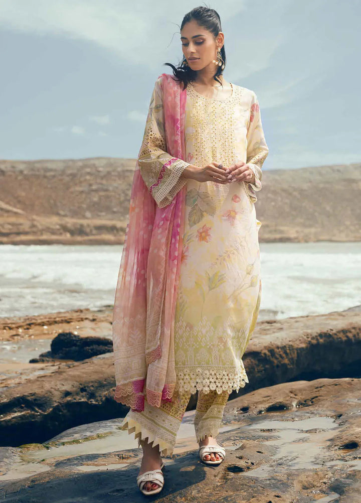 Gardenia by Nureh Chikankari Lawn Suits Unstitched 3 Piece NU24GC NSG-153 - Summer Collection