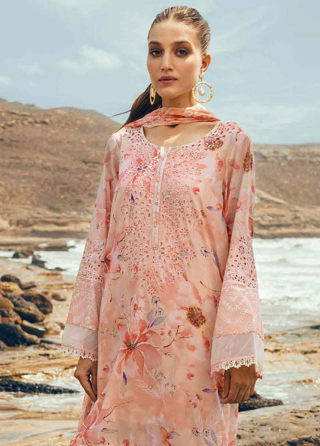 Gardenia by Nureh Chikankari Lawn Suits Unstitched 3 Piece NU24GC NSG-154 - Summer Collection